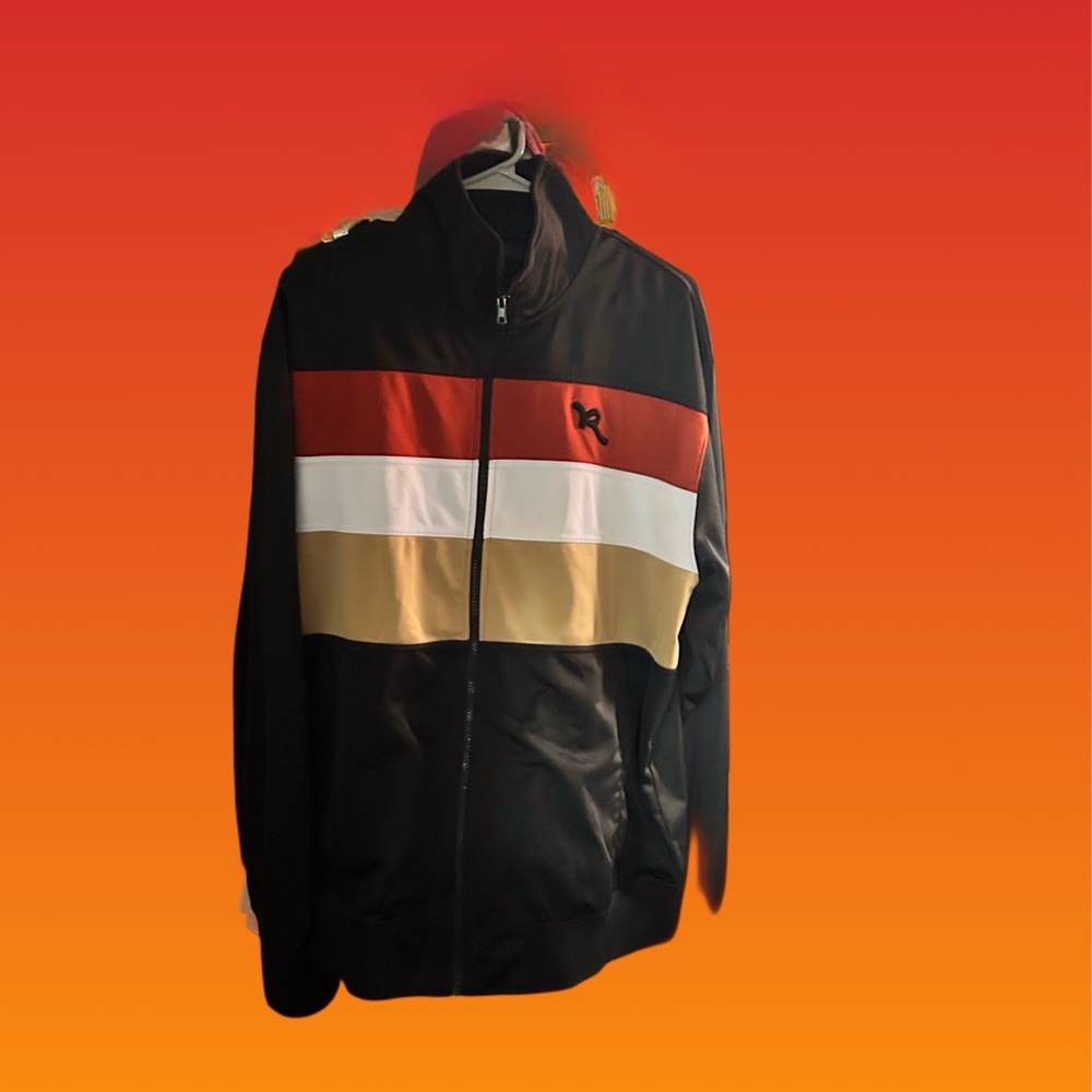 Rocawear Black, Red, White, and Gold Windbreaker
